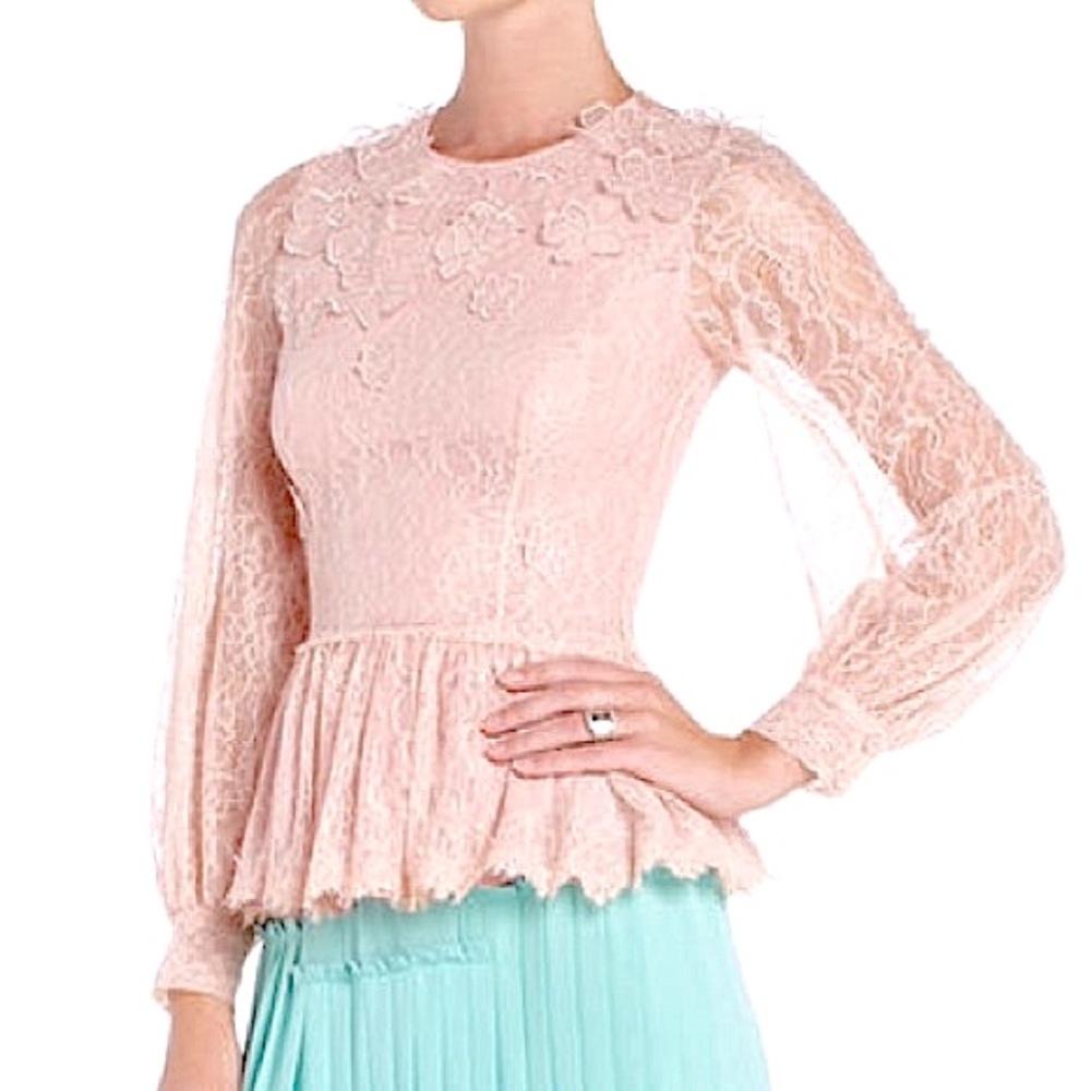 BCBG Lace & Floret Peplum Top
